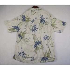 Havana Jacks Cafe Mens Hawaiian Floral Yellow And Blue Shirt Wood Buttons Size L